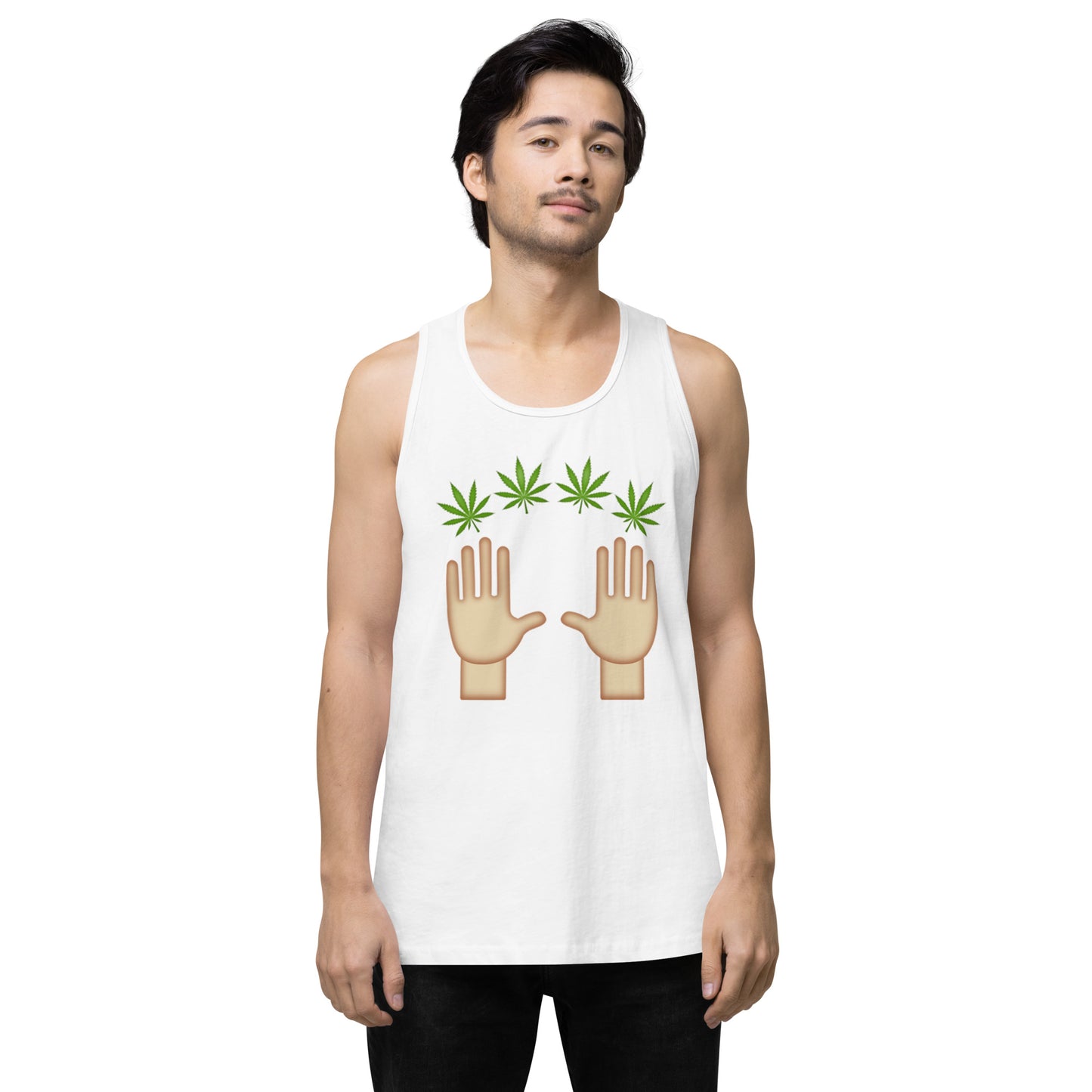 Emoji Praise Weed Cannabis Festival Fun Tank Top For Men