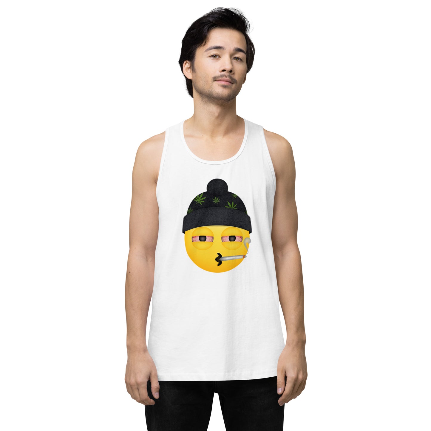 Men’s Cannabis Weed Emoji Premium Tank Top