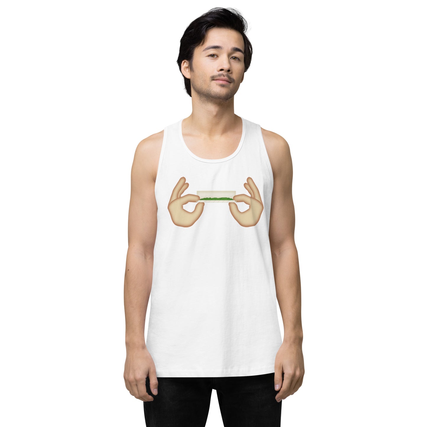 Men’s Cannabis Weed Emoji Premium Tank Top