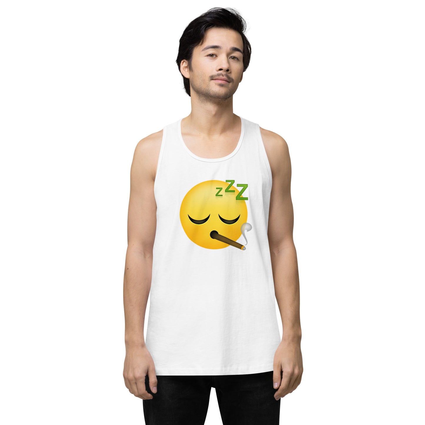 Men’s Cannabis Weed Emoji Premium Tank Top