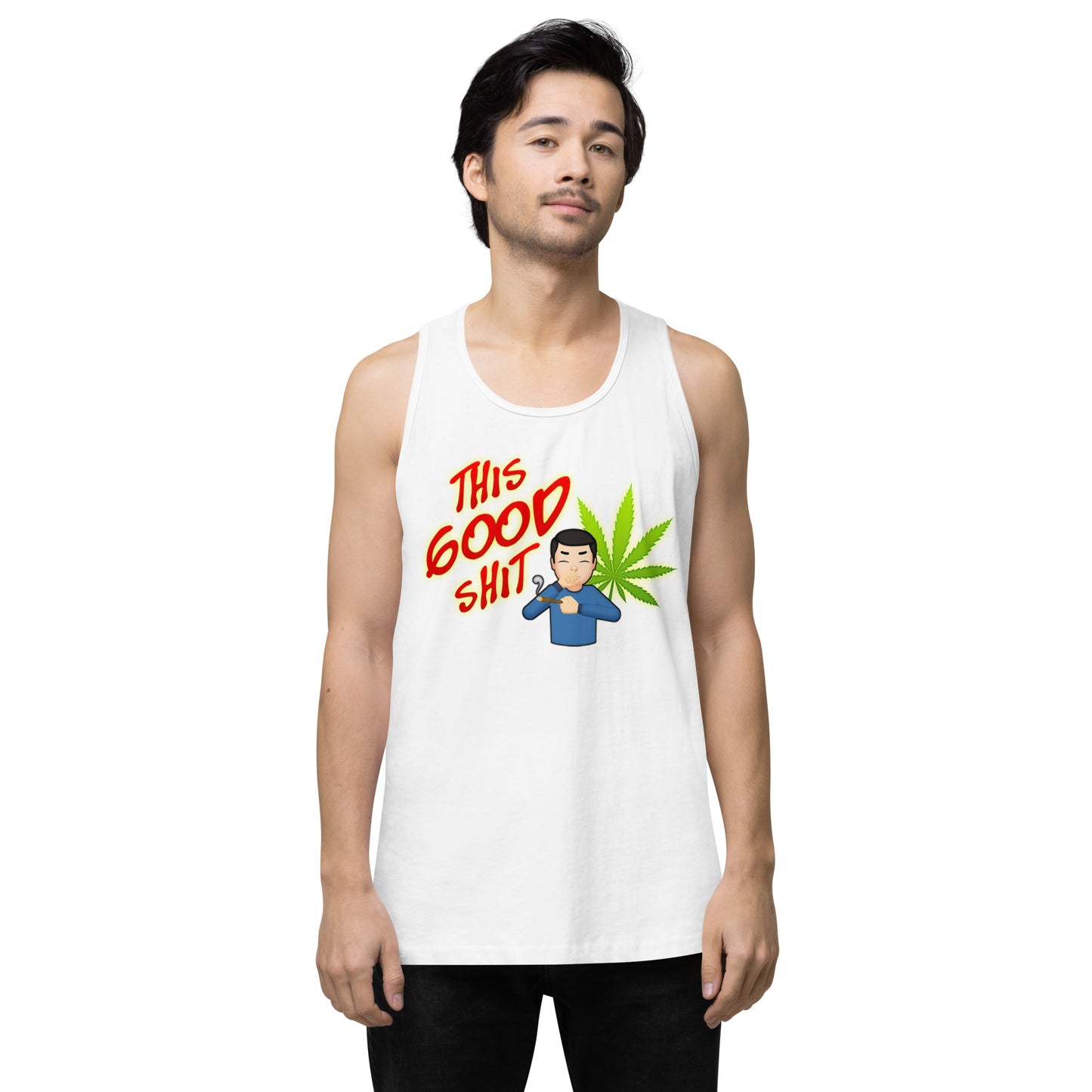 Men’s Cannabis Weed Emoji Premium Tank Top