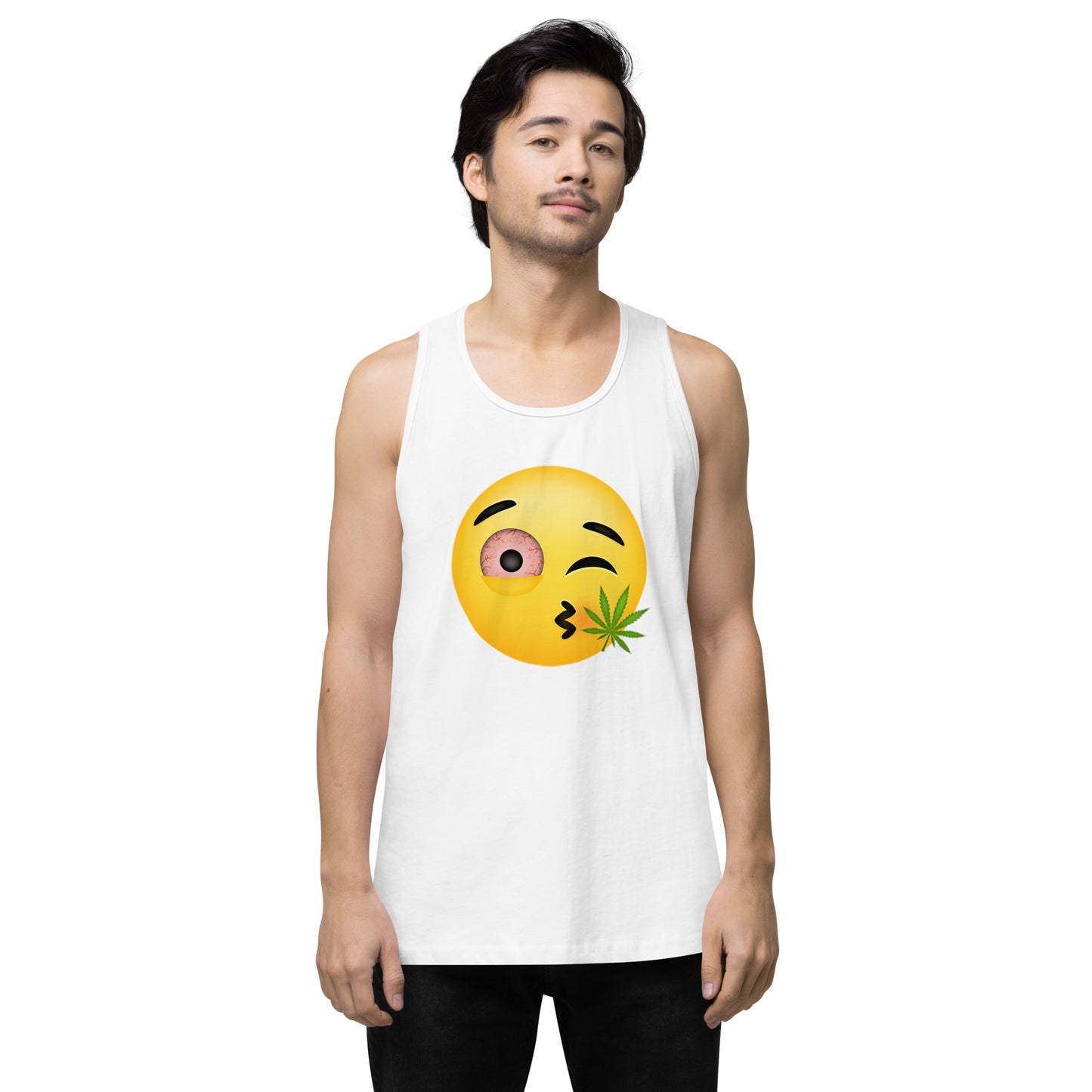 Men’s Cannabis Weed Emoji Premium Tank Top