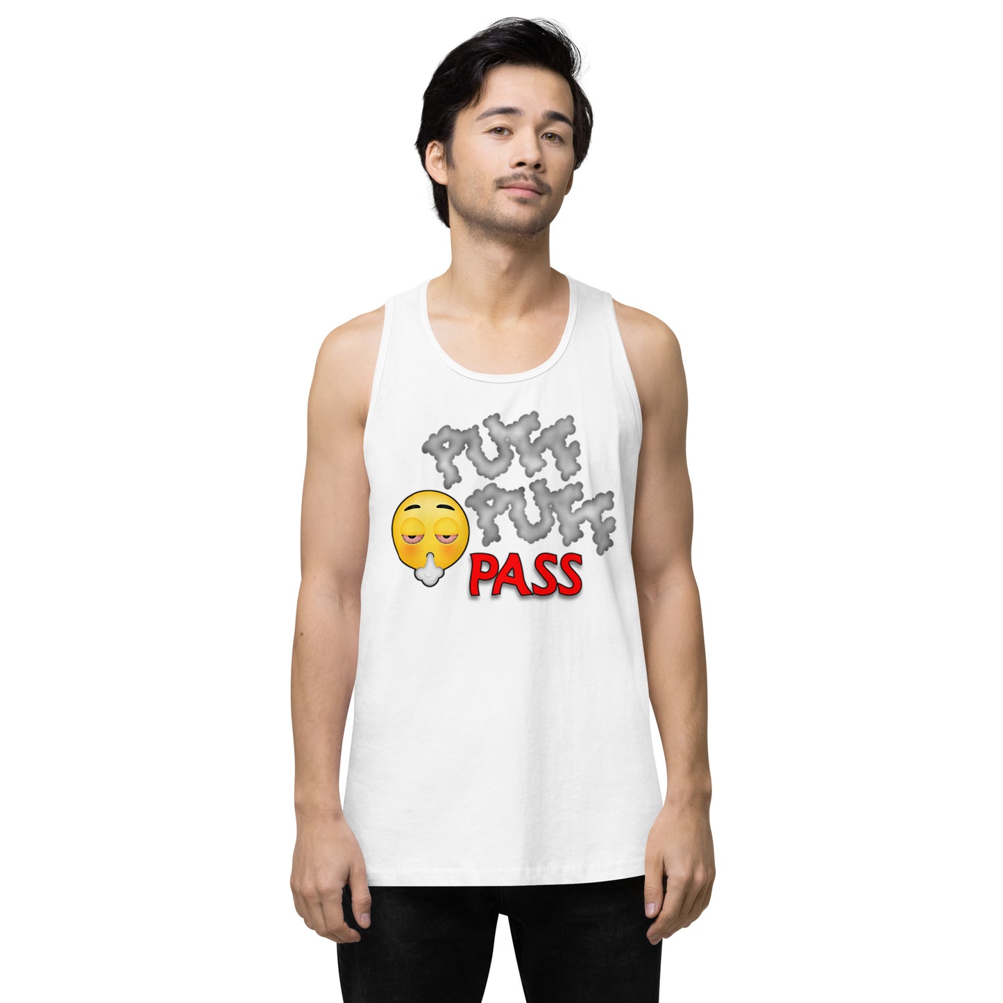 Men’s Cannabis Weed Emoji Premium Tank Top