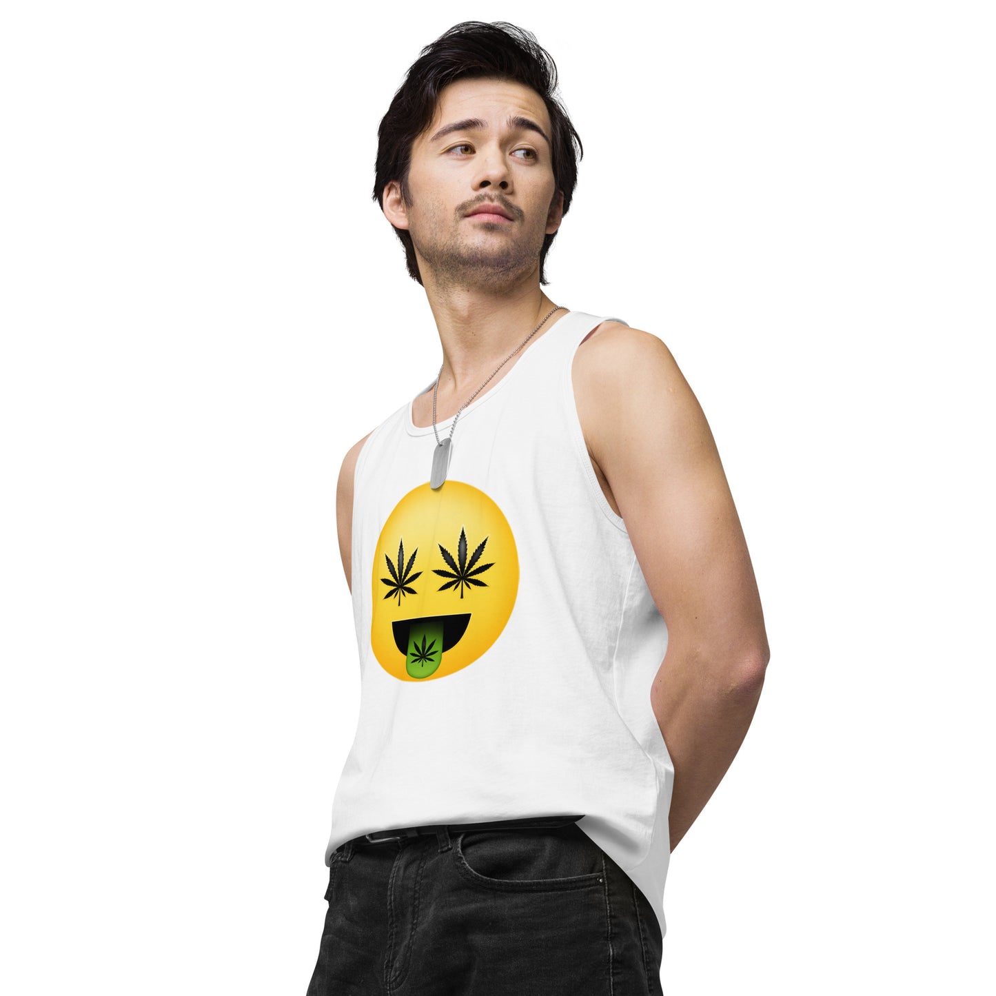 Men’s Cannabis Weed Emoji Premium Tank Top