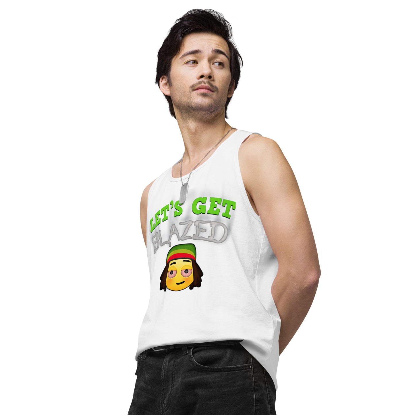 Men’s Cannabis Weed Emoji Premium Tank Top