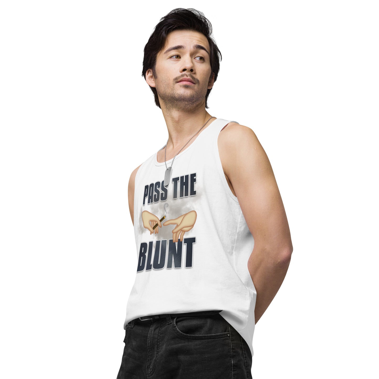 Men’s Cannabis Weed Emoji Premium Tank Top