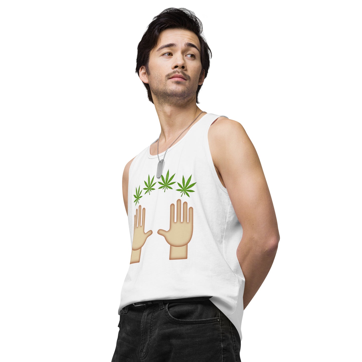 Men’s Cannabis Weed Emoji Premium Tank Top