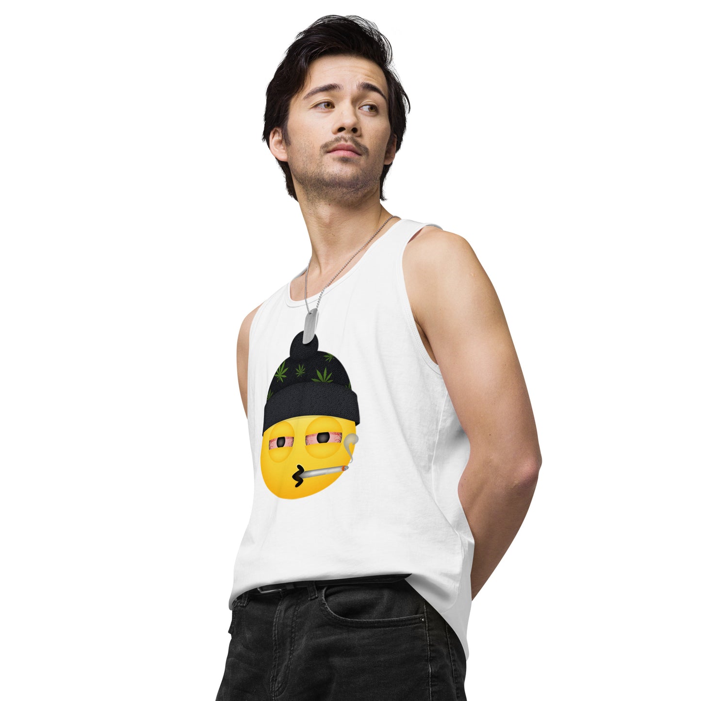 Men’s Cannabis Weed Emoji Premium Tank Top