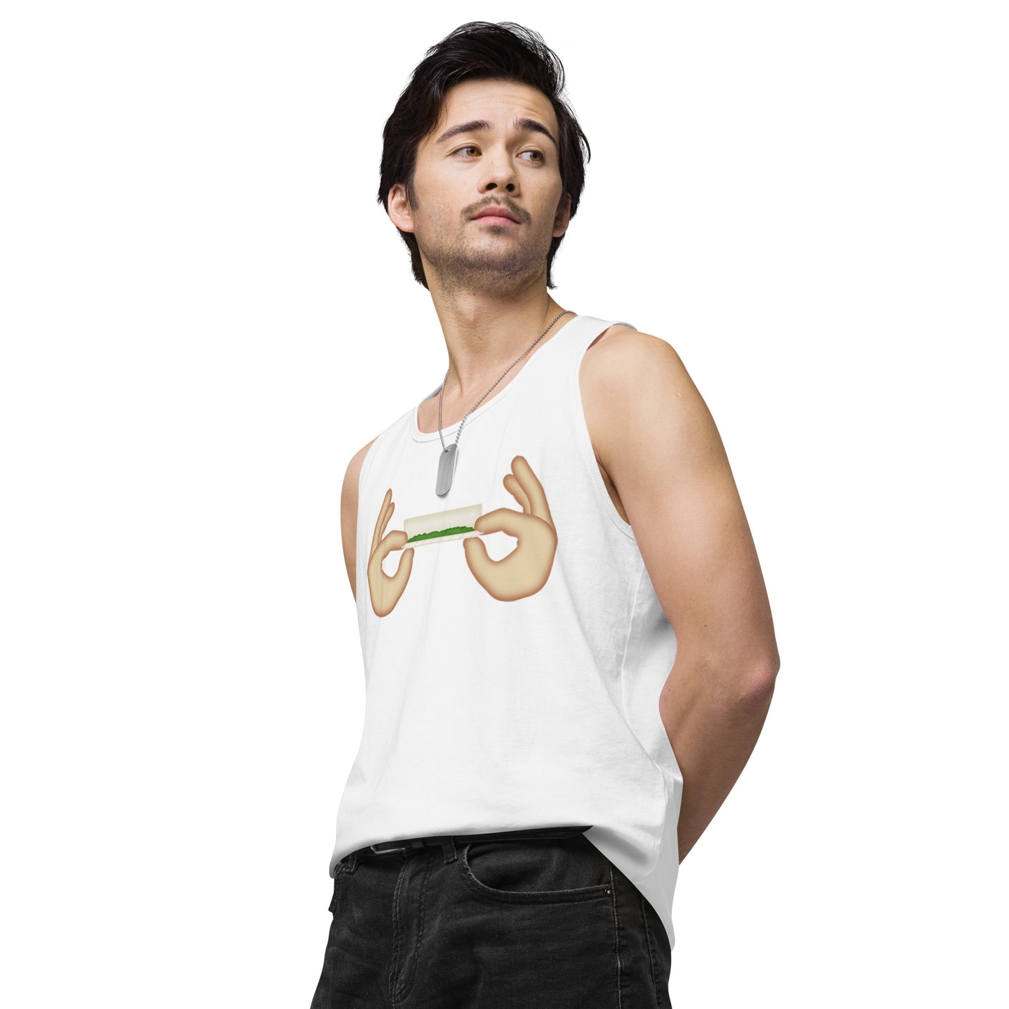 Men’s Cannabis Weed Emoji Premium Tank Top