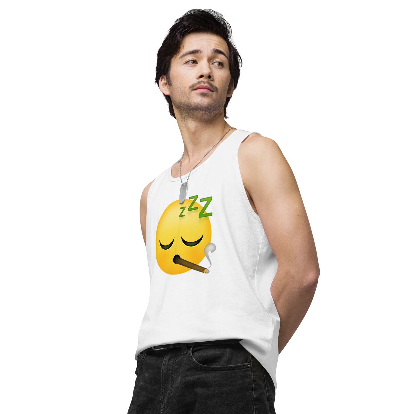 Men’s Cannabis Weed Emoji Premium Tank Top