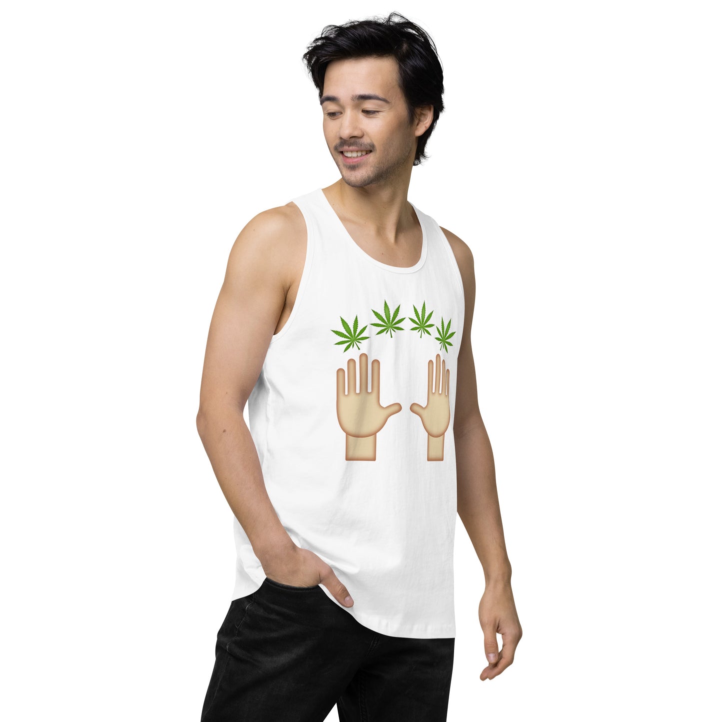 Men’s Cannabis Weed Emoji Premium Tank Top