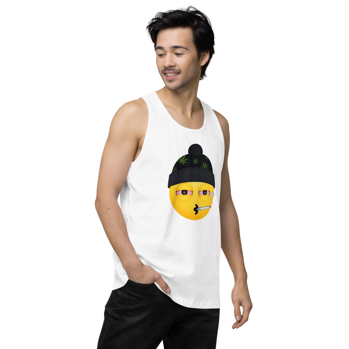 Men’s Cannabis Weed Emoji Premium Tank Top