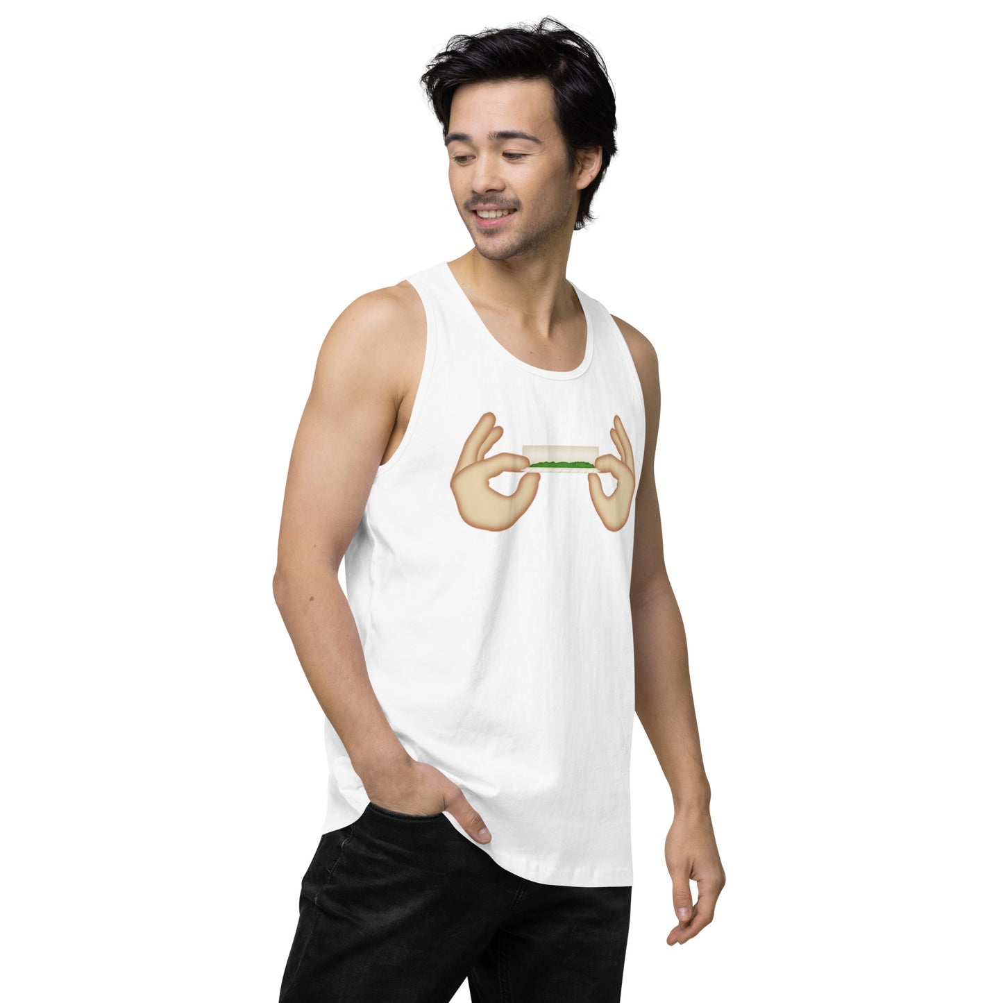 Men’s Cannabis Weed Emoji Premium Tank Top