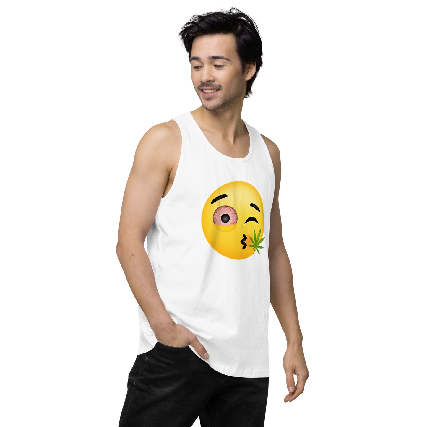 Men’s Cannabis Weed Emoji Premium Tank Top