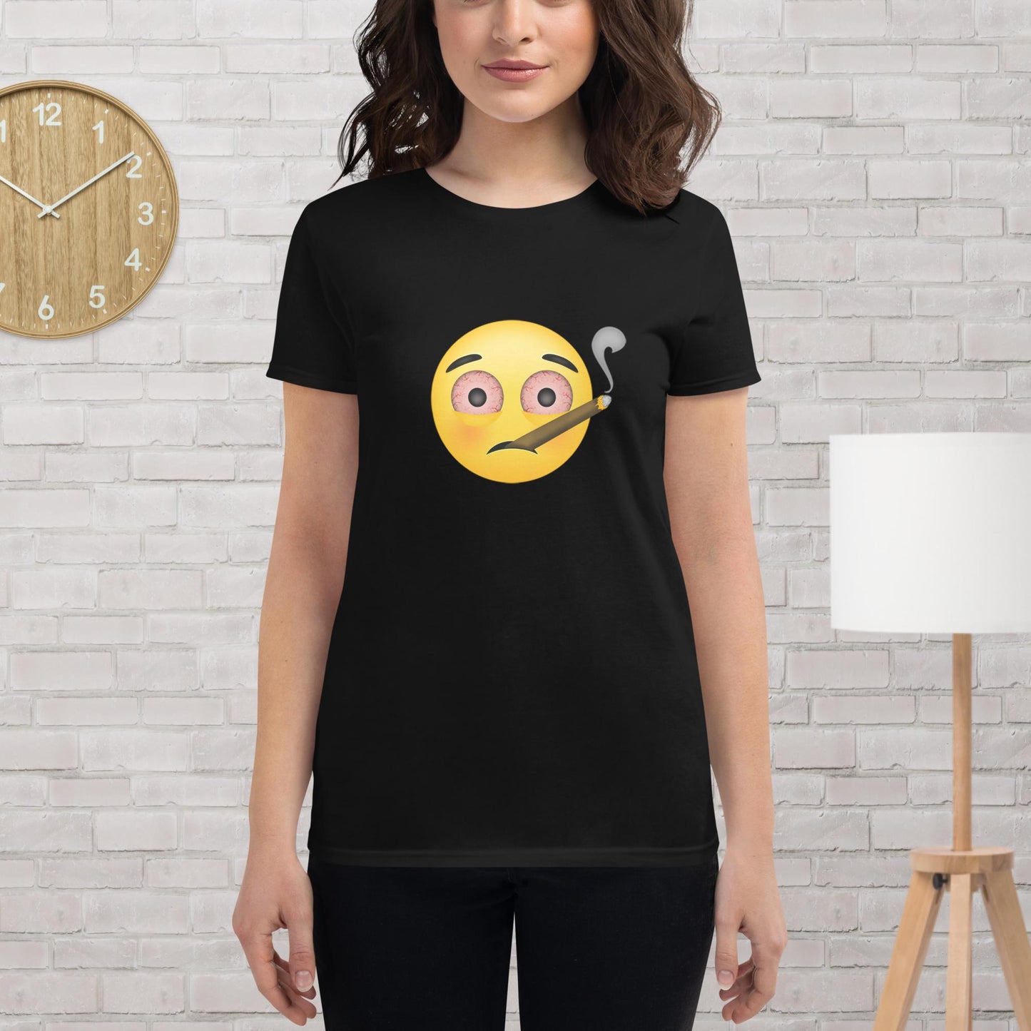 Emoji Weed Cannabis Sativa Joint Bong Dispensary Festival Fun Blunt Tshirt For Women