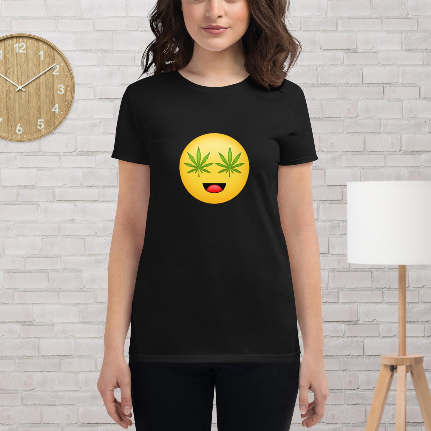 Emoji Weed Cannabis Sativa Joint Bong Dispensary Festival Fun Blunt Im High Tshirt For Women