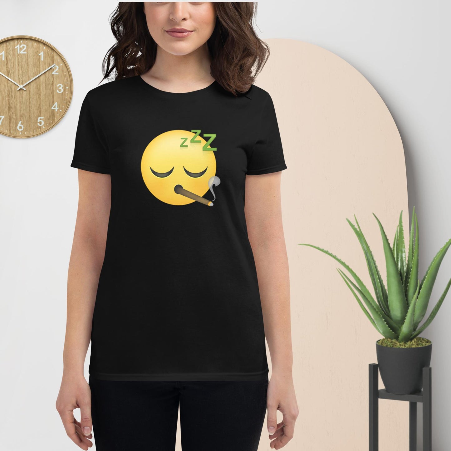 Emoji Weed Cannabis Sativa Joint Bong Dispensary Festival Fun Blunt Dispensary Tshirt For Women