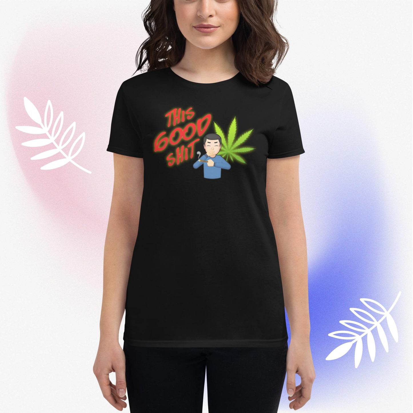 Emoji Weed Cannabis Sativa Joint Bong Dispensary Festival Fun Blunt Dispensary Tshirt For Women