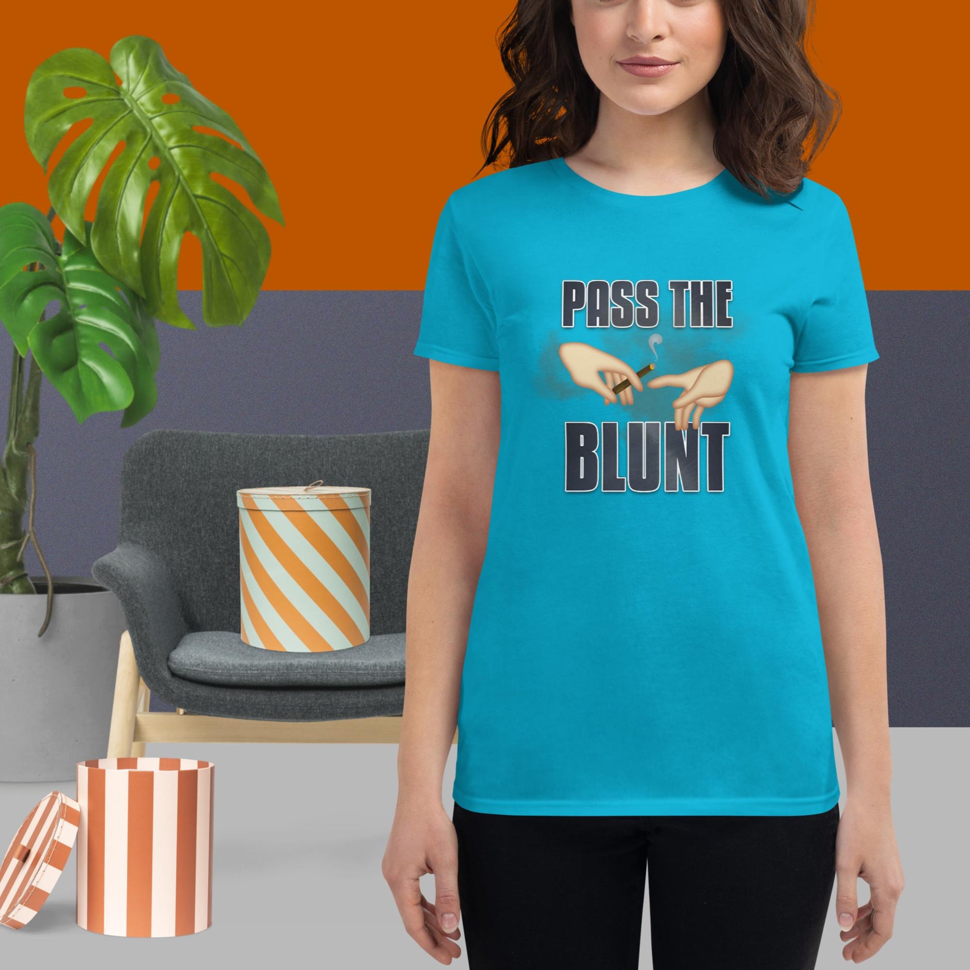 Emoji Weed Cannabis Sativa Joint Bong Dispensary Festival Fun Blunt Dispensary Tshirt For Women