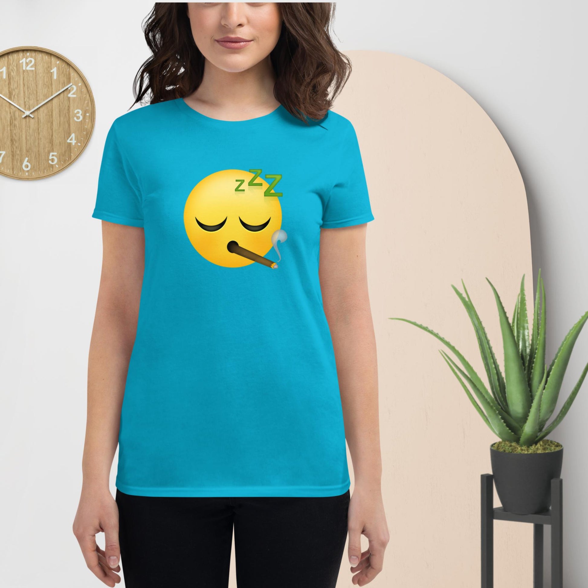 Emoji Weed Cannabis Sativa Joint Bong Dispensary Festival Fun Blunt Dispensary Tshirt For Women