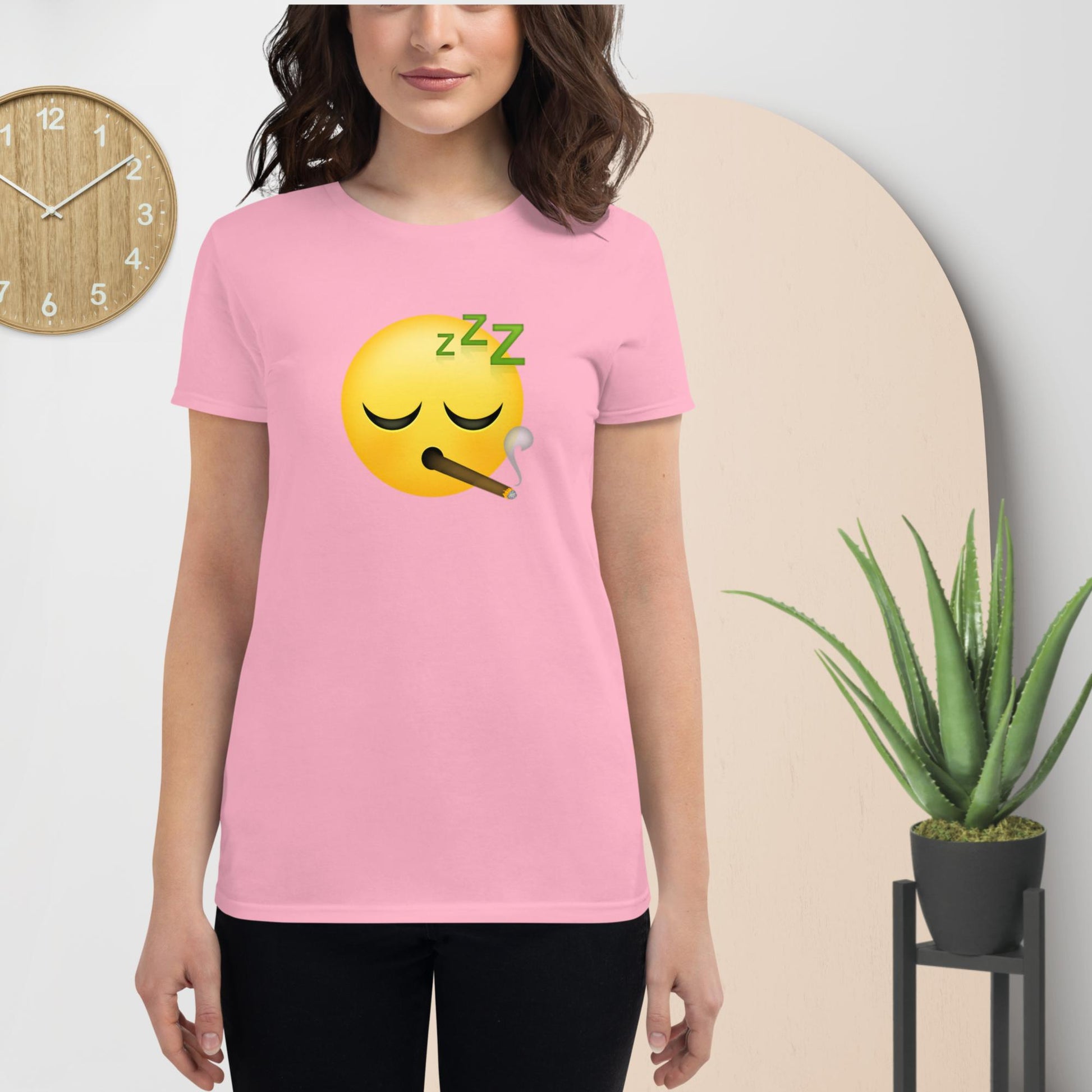 Emoji Weed Cannabis Sativa Joint Bong Dispensary Festival Fun Blunt Dispensary Tshirt For Women