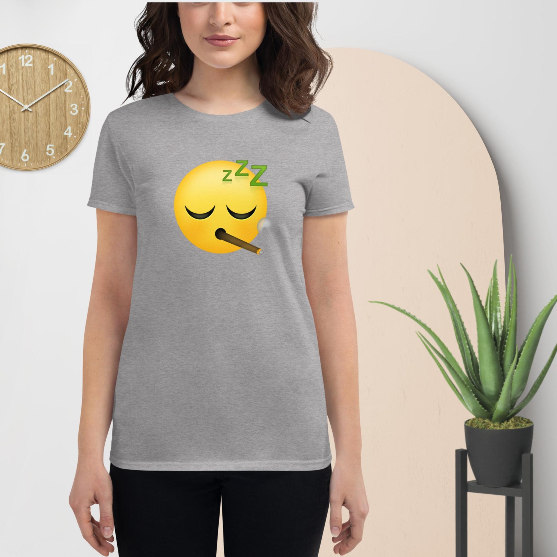 Emoji Weed Cannabis Sativa Joint Bong Dispensary Festival Fun Blunt Dispensary Tshirt For Women