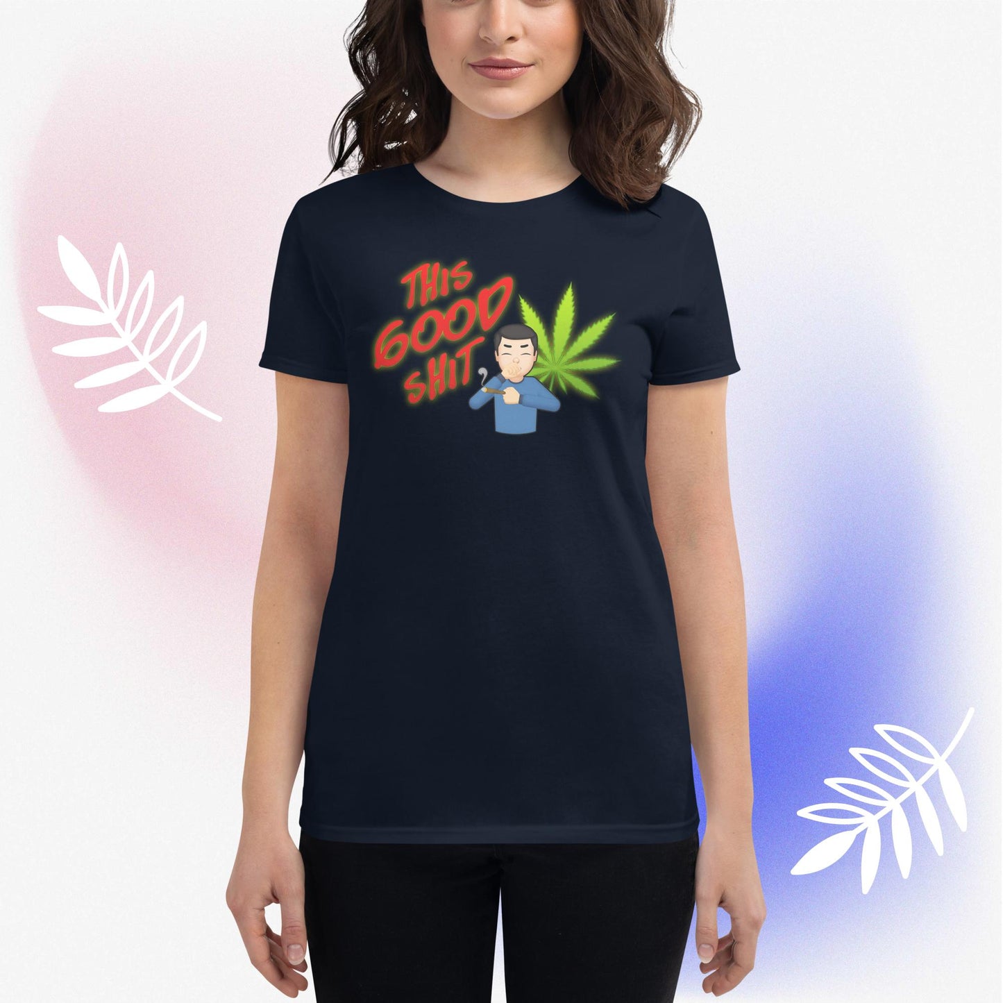 Emoji Weed Cannabis Sativa Joint Bong Dispensary Festival Fun Blunt Dispensary Tshirt For Women