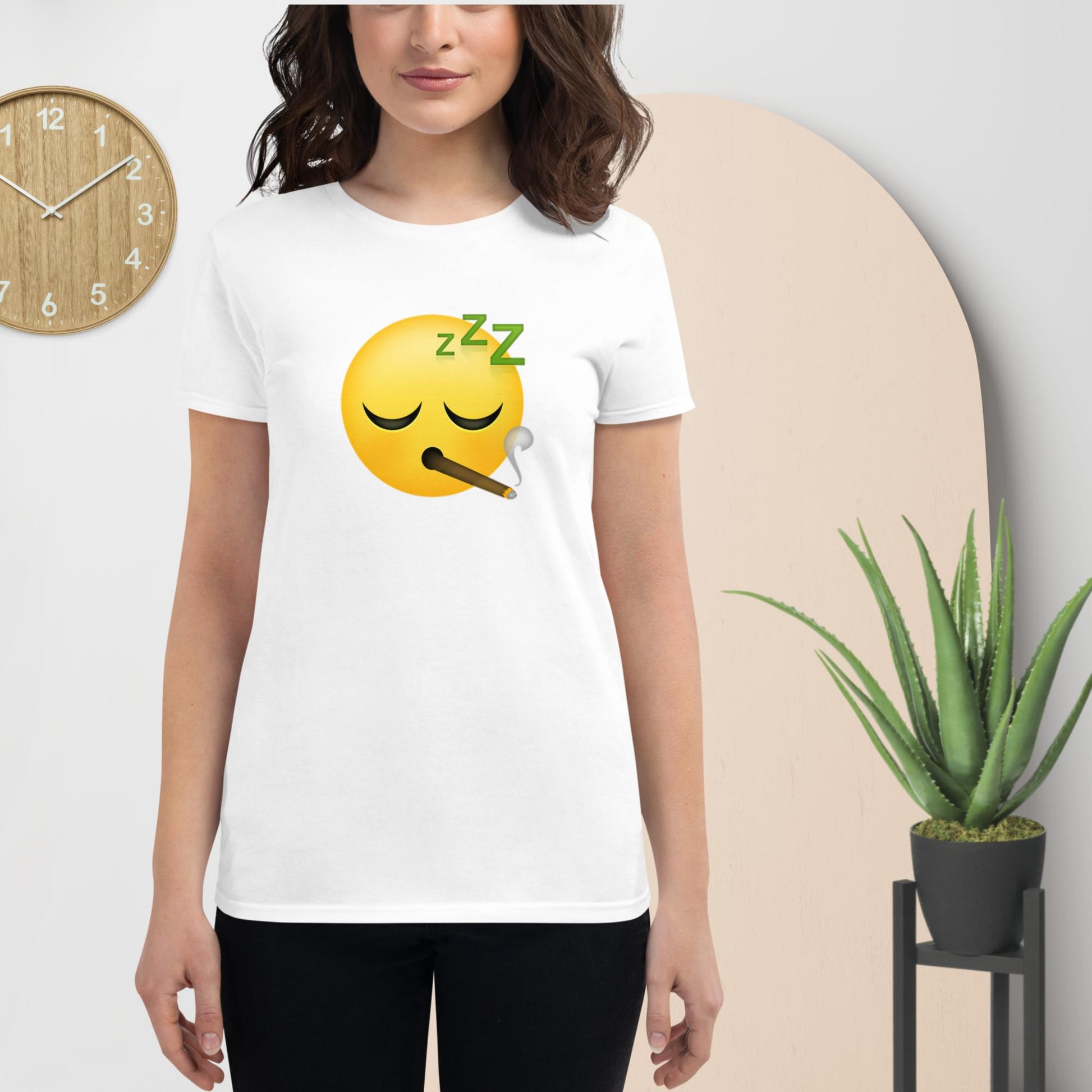 Emoji Weed Cannabis Sativa Joint Bong Dispensary Festival Fun Blunt Dispensary Tshirt For Women