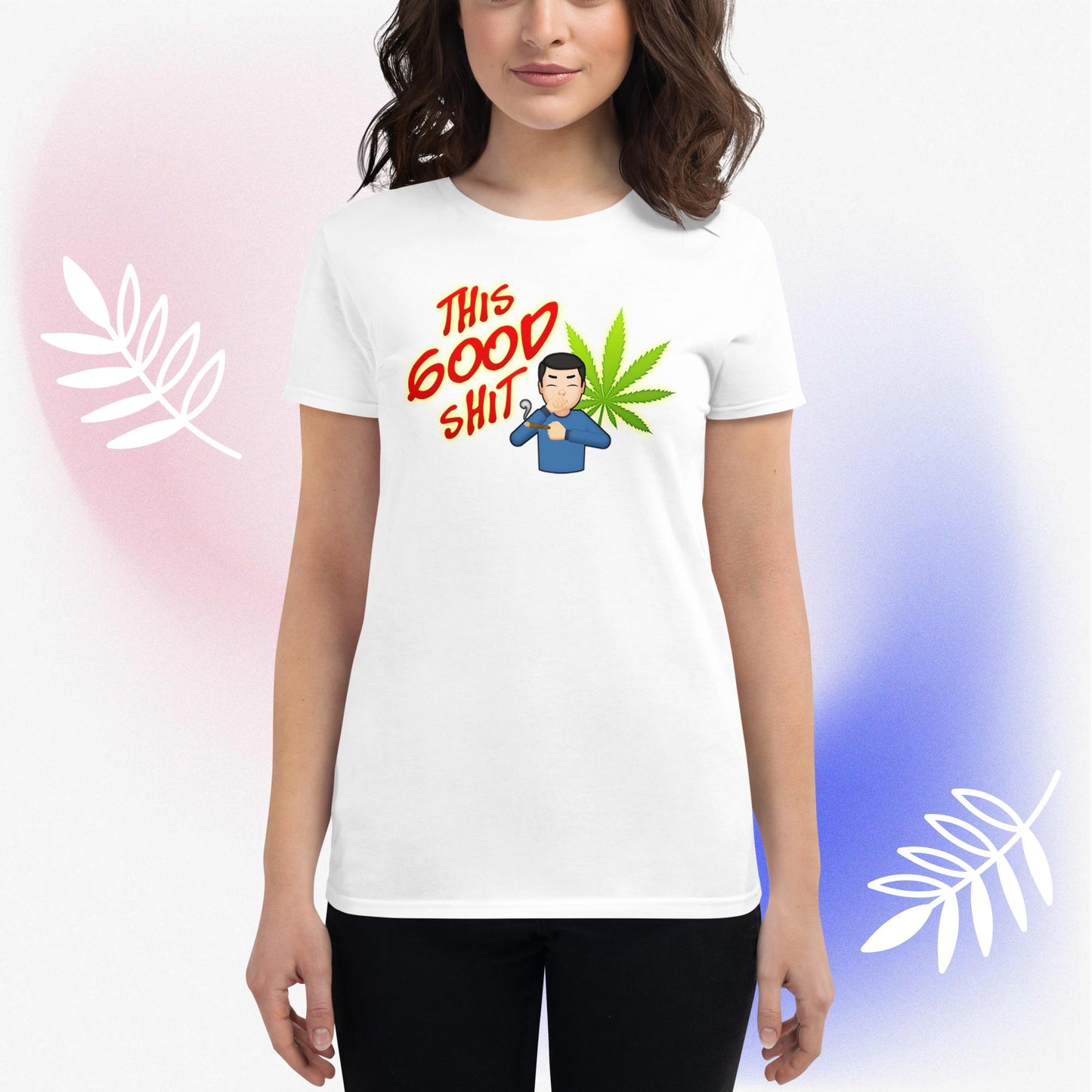 Emoji Weed Cannabis Sativa Joint Bong Dispensary Festival Fun Blunt Dispensary Tshirt For Women