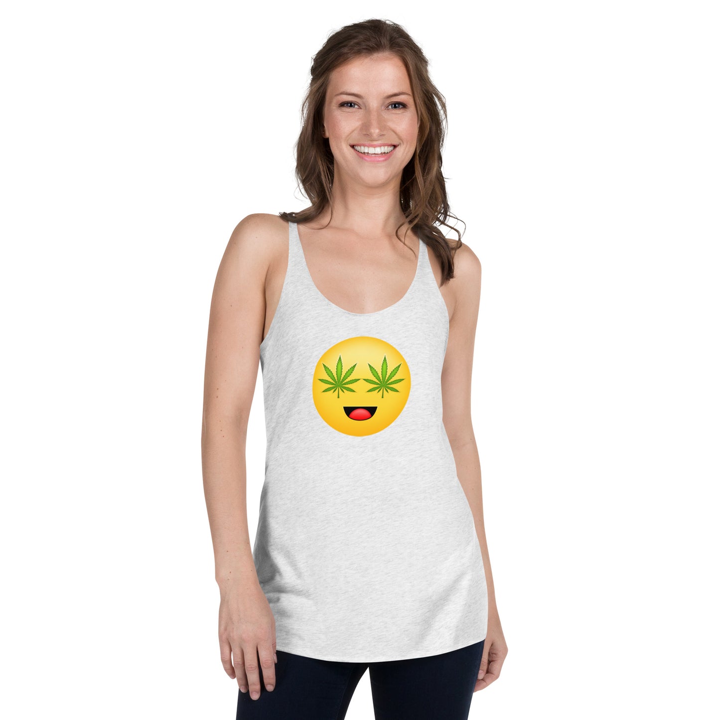 Women's Cannabis Weed Emoji Racerback Tank Top