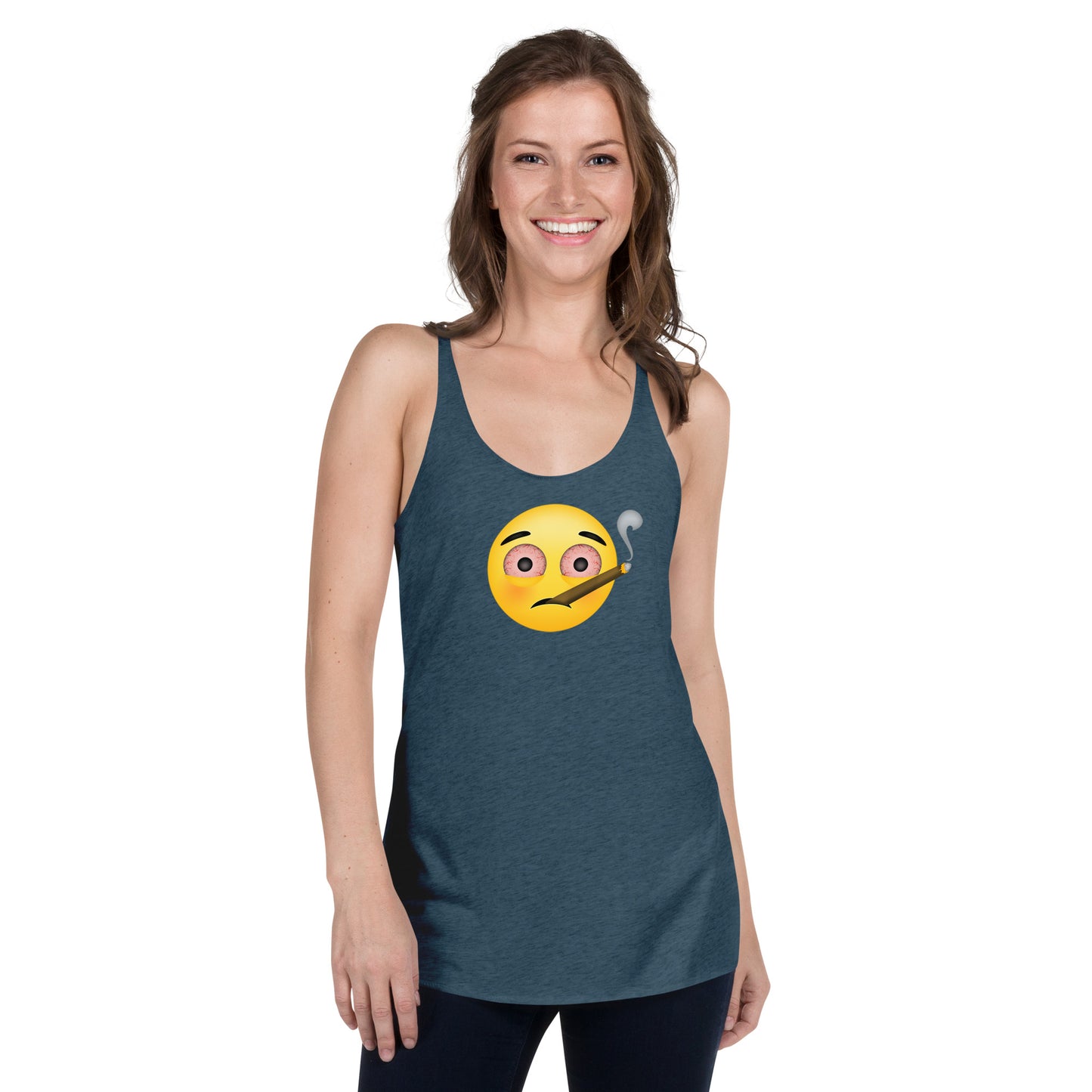 Emoji Weed Cannabis Sativa Joint Bong Dispensary Festival Fun Blunt Dispensary Tank Top For Women