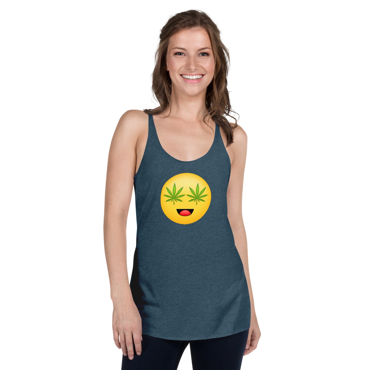 Emoji Weed Cannabis Sativa Joint Bong Dispensary Festival Fun Blunt Dispensary Tank Top For Women