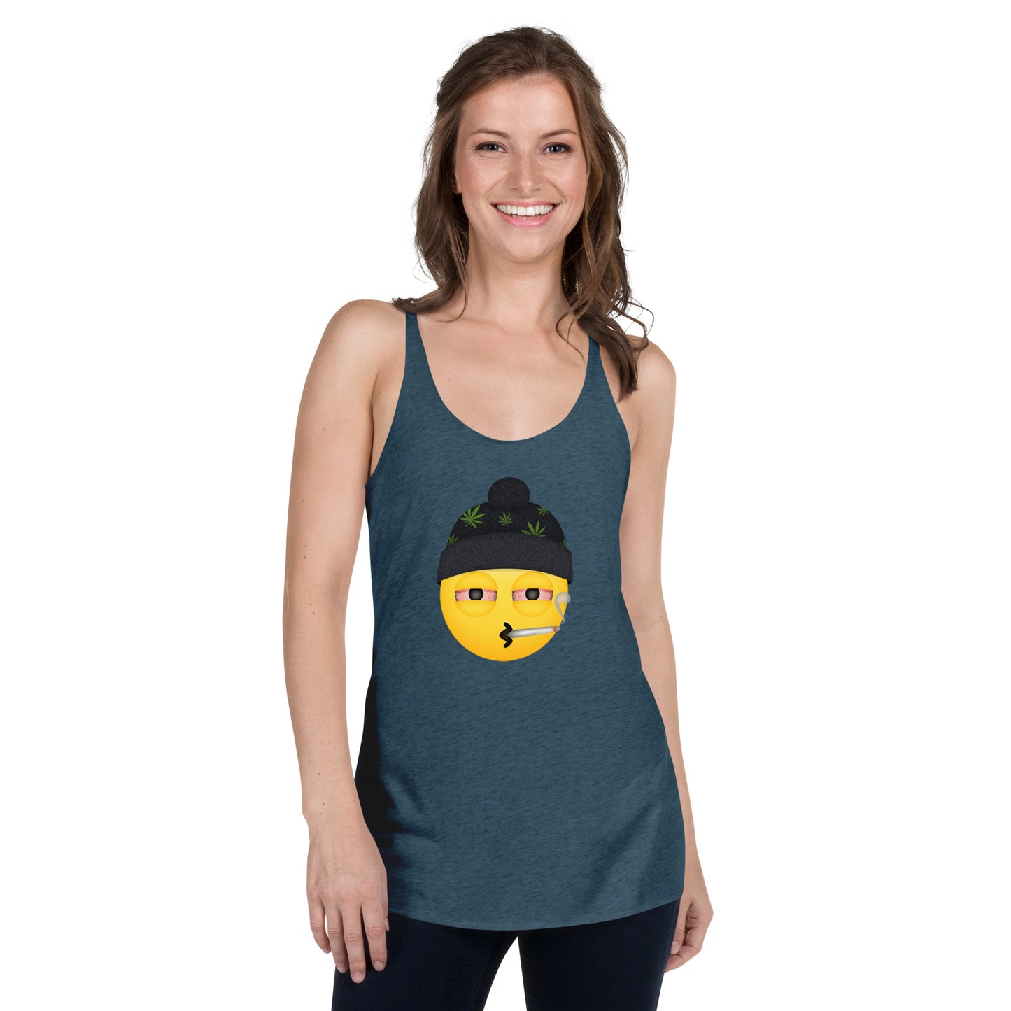 Women's Cannabis Weed Emoji Racerback Tank Top