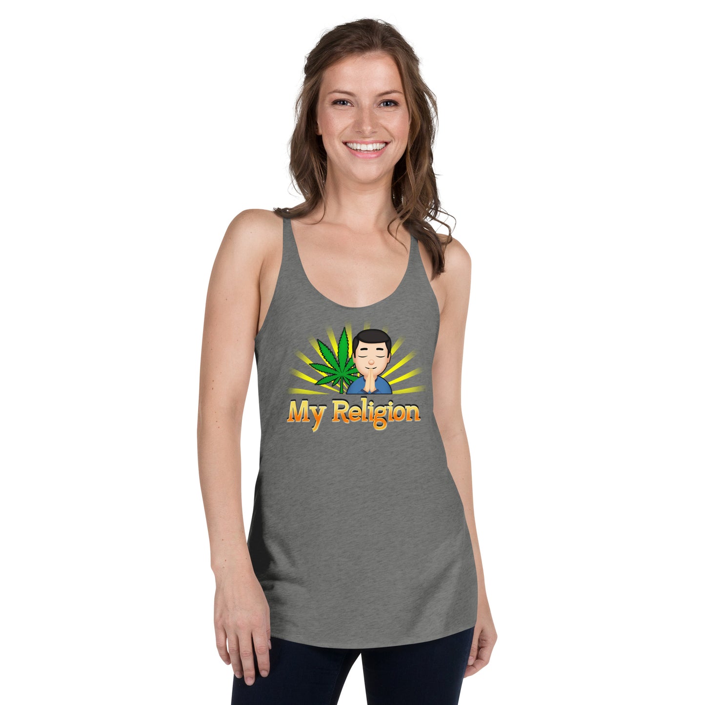 Women's Cannabis Weed Emoji Racerback Tank Top