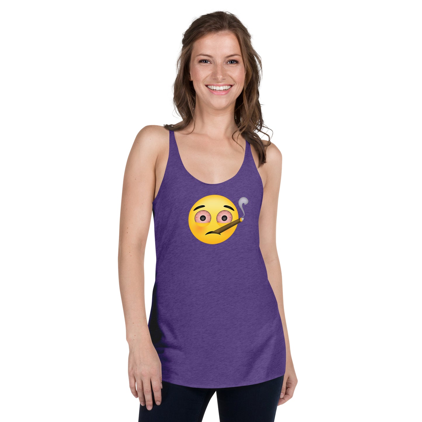 Women's Cannabis Weed Emoji Racerback Tank Top