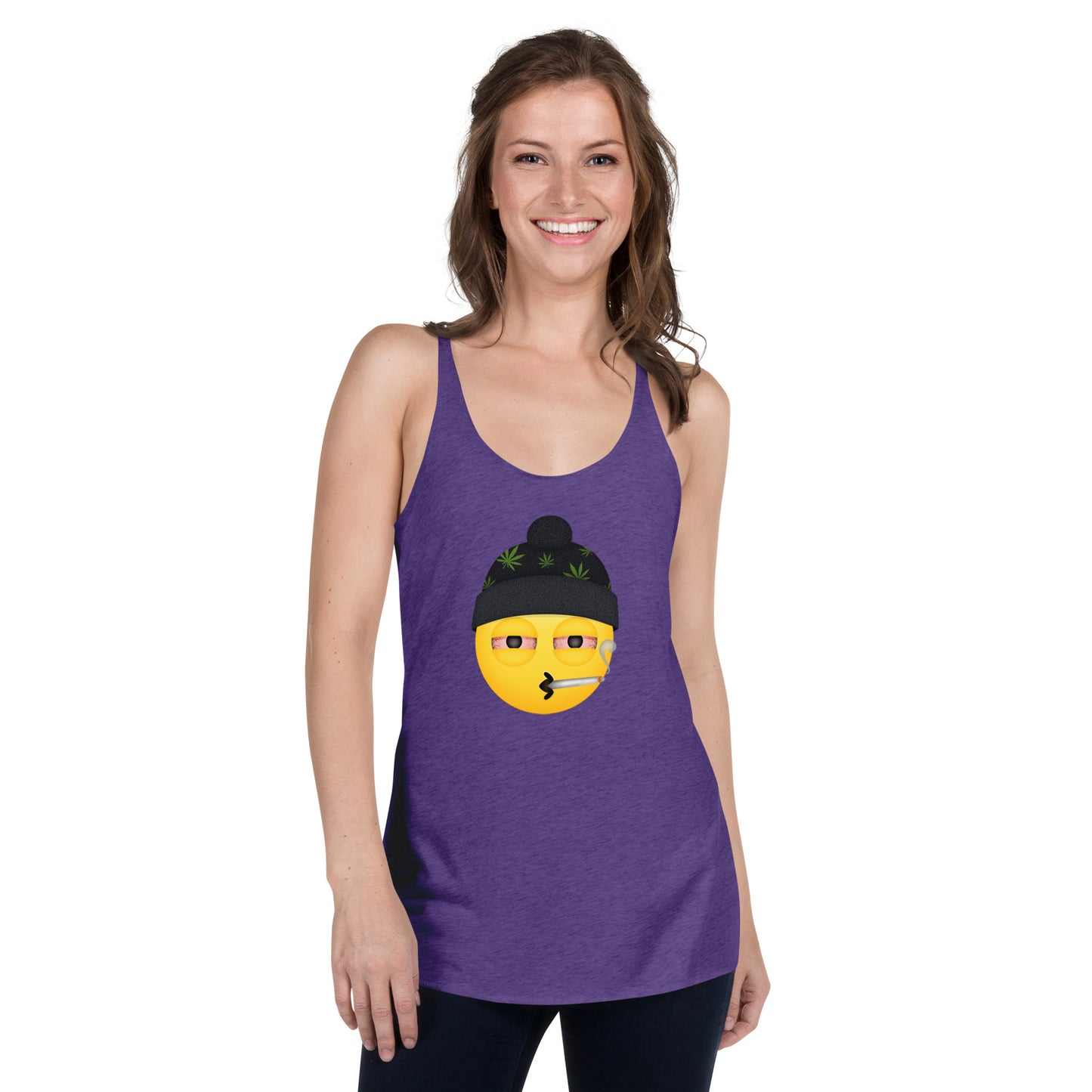 Women's Cannabis Weed Emoji Racerback Tank Top