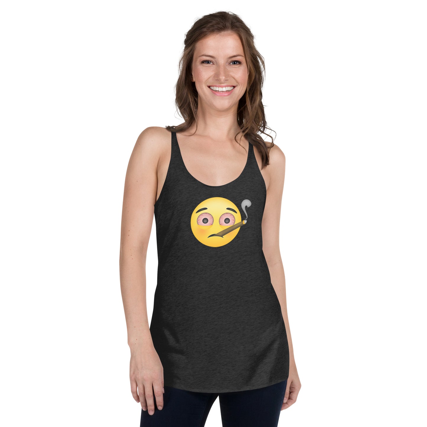 Women's Cannabis Weed Emoji Racerback Tank Top