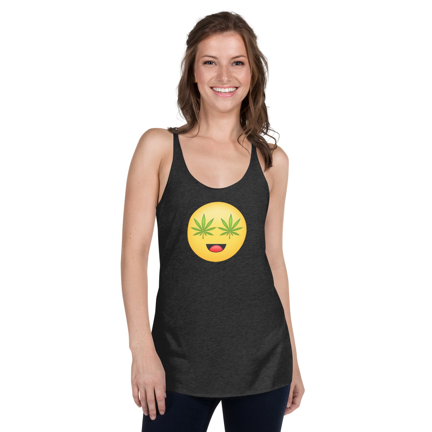 Women's Cannabis Weed Emoji Racerback Tank Top