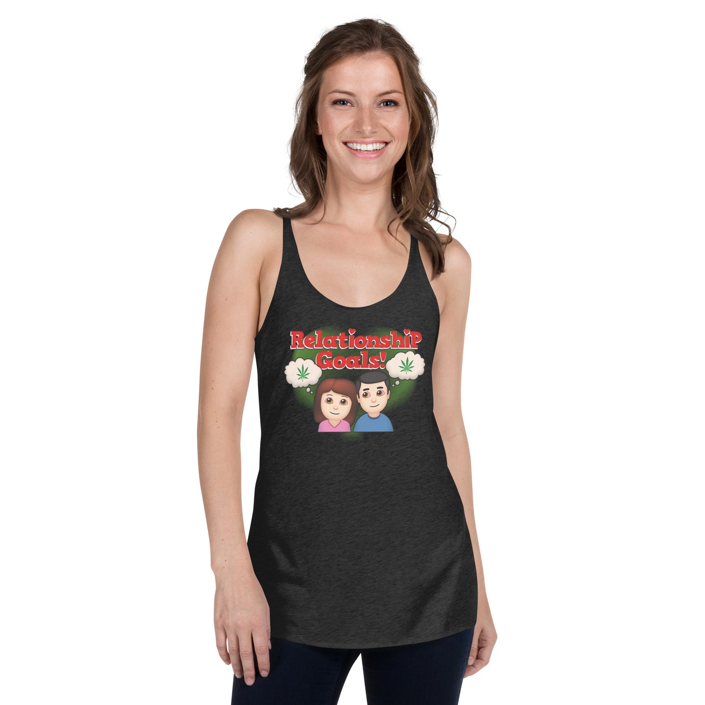 Women's Cannabis Weed Emoji Racerback Tank Top