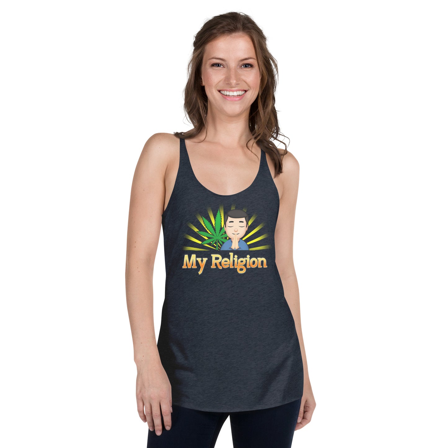 Women's Cannabis Weed Emoji Racerback Tank Top