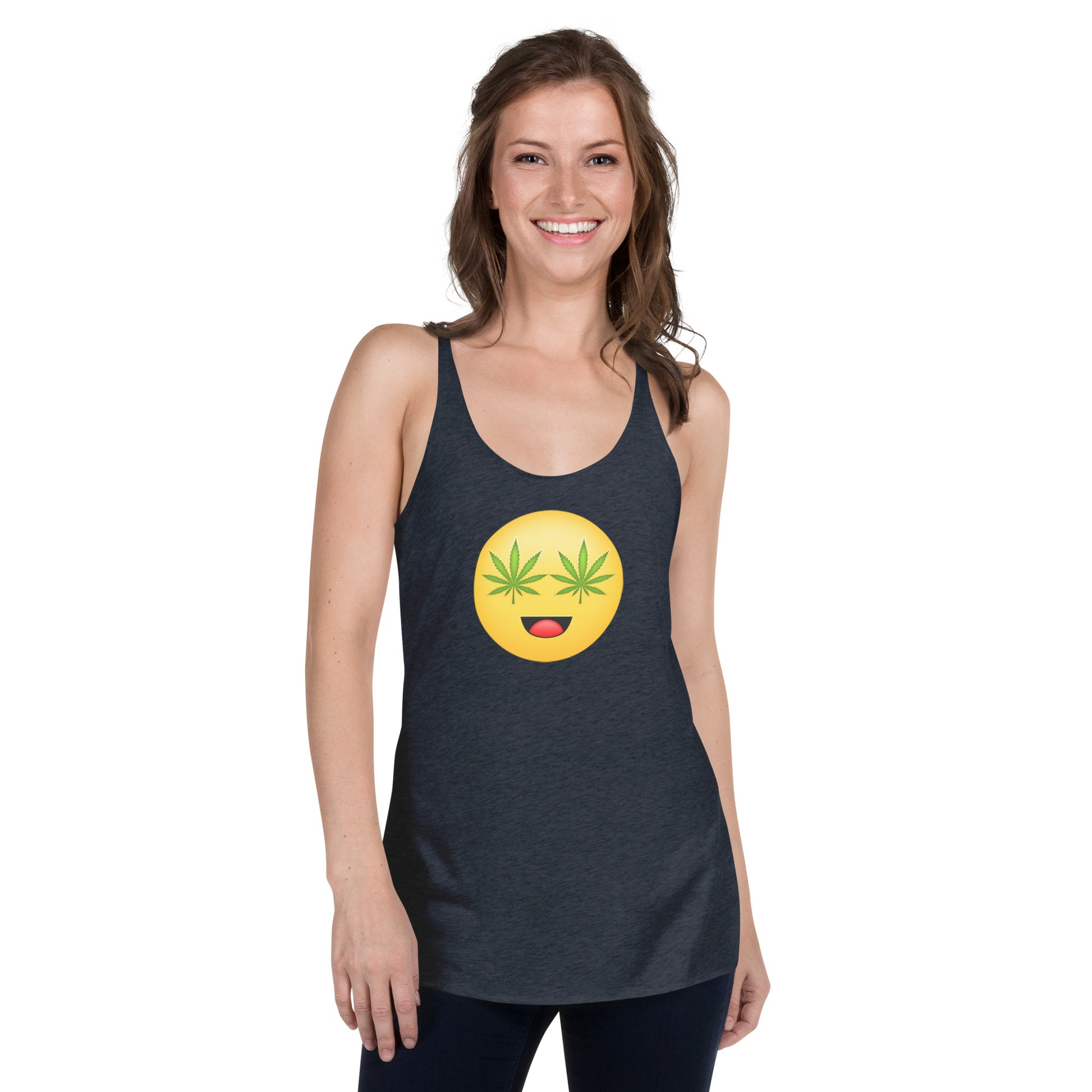 Emoji Weed Cannabis Sativa Joint Bong Dispensary Festival Fun Blunt Dispensary Tank Top For Women