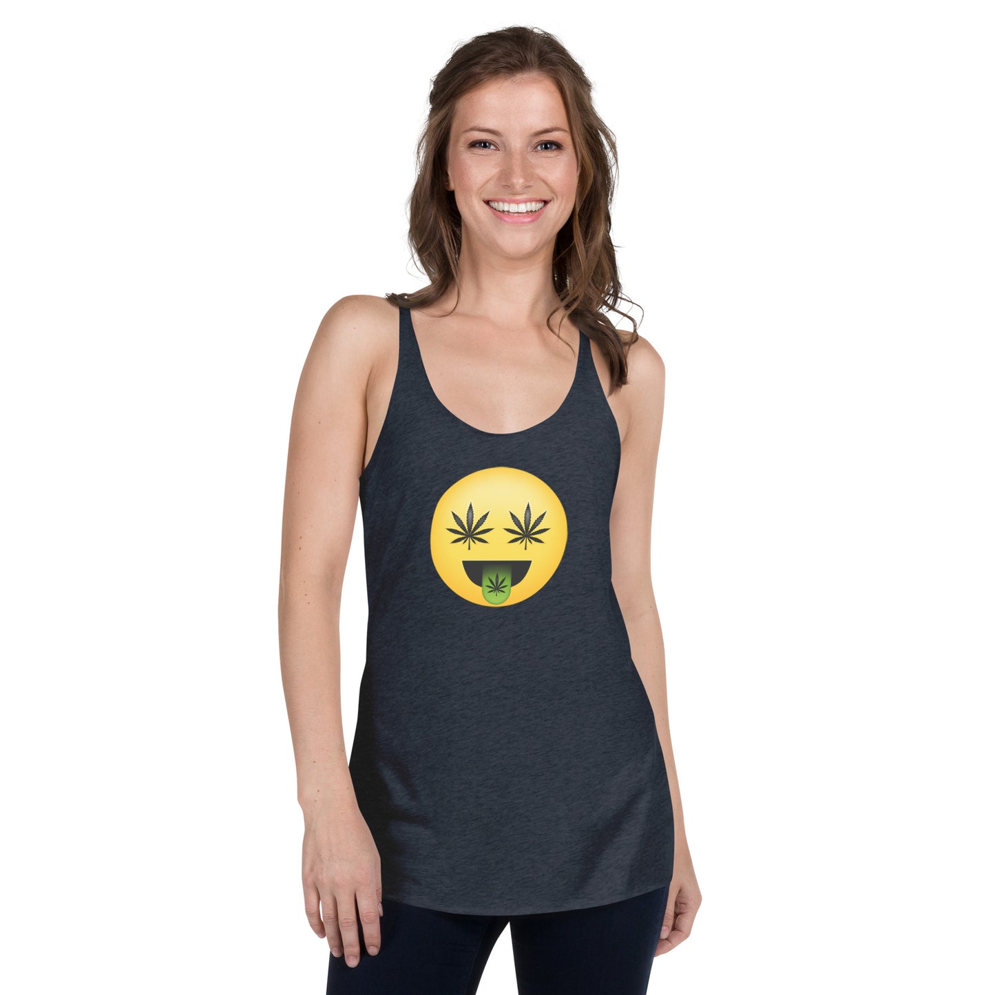 Women's Cannabis Weed Emoji Racerback Tank Top