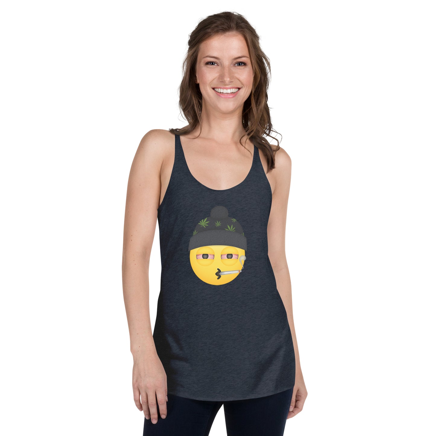 Women's Cannabis Weed Emoji Racerback Tank Top