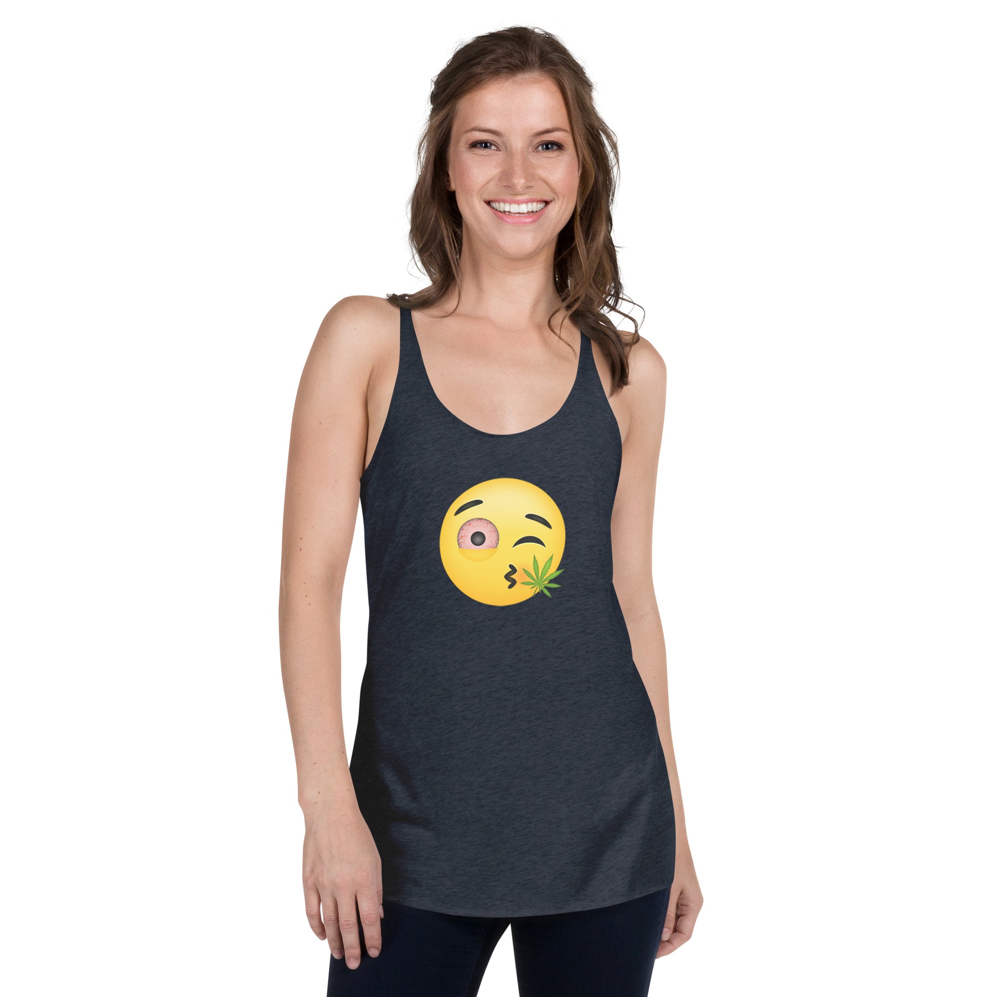 Emoji Weed Cannabis Sativa Joint Bong Dispensary Festival Fun Blunt Dispensary Tank Top For Women