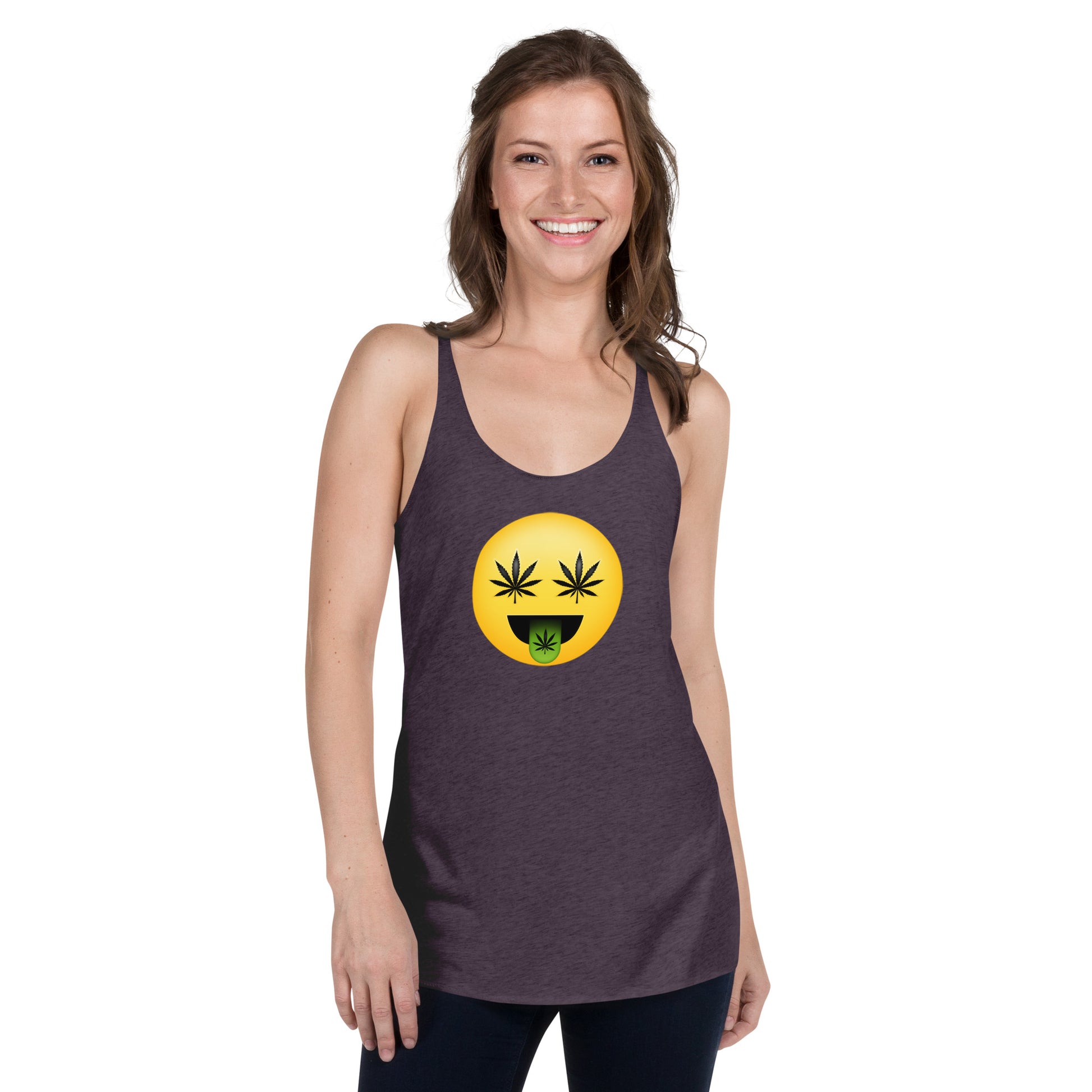 Emoji Weed Cannabis Sativa Joint Bong Dispensary Festival Fun Blunt Dispensary Tank Top For Women