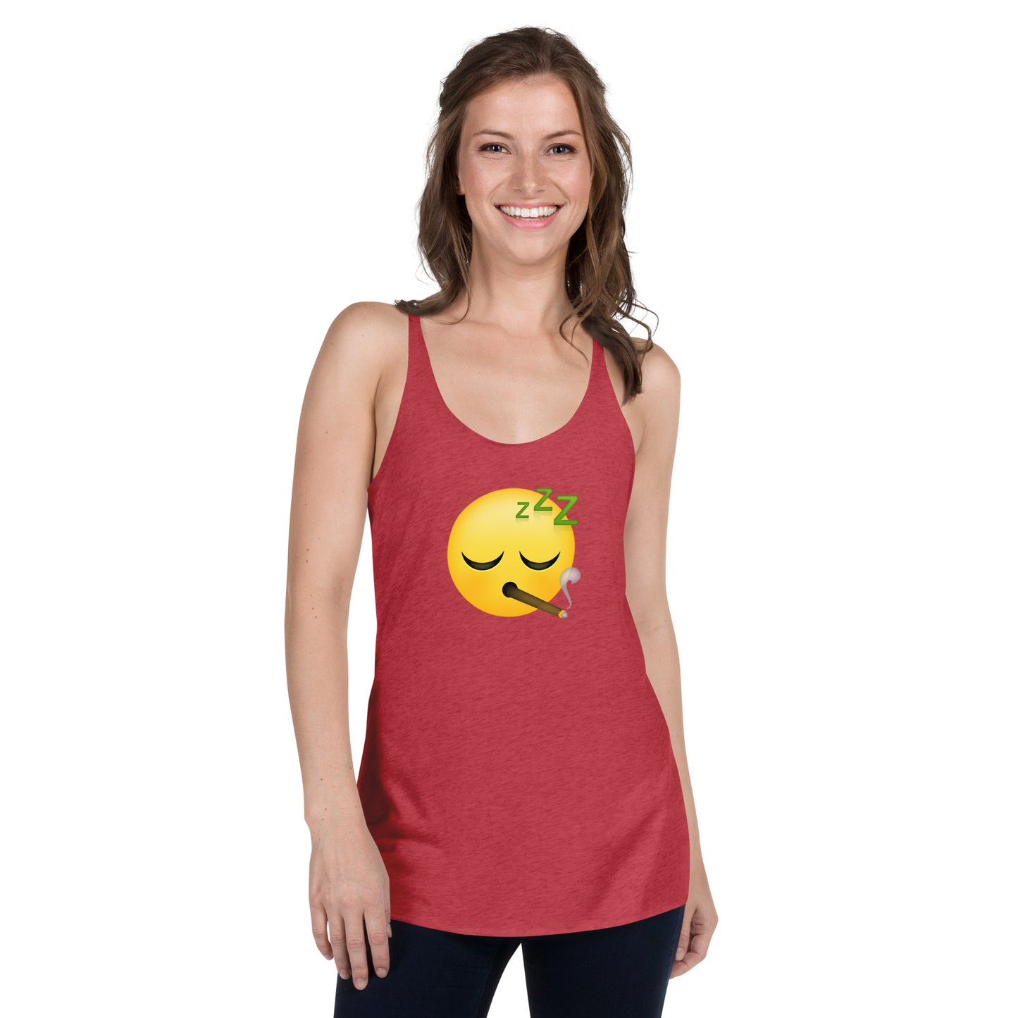 Women's Cannabis Weed Emoji Racerback Tank Top