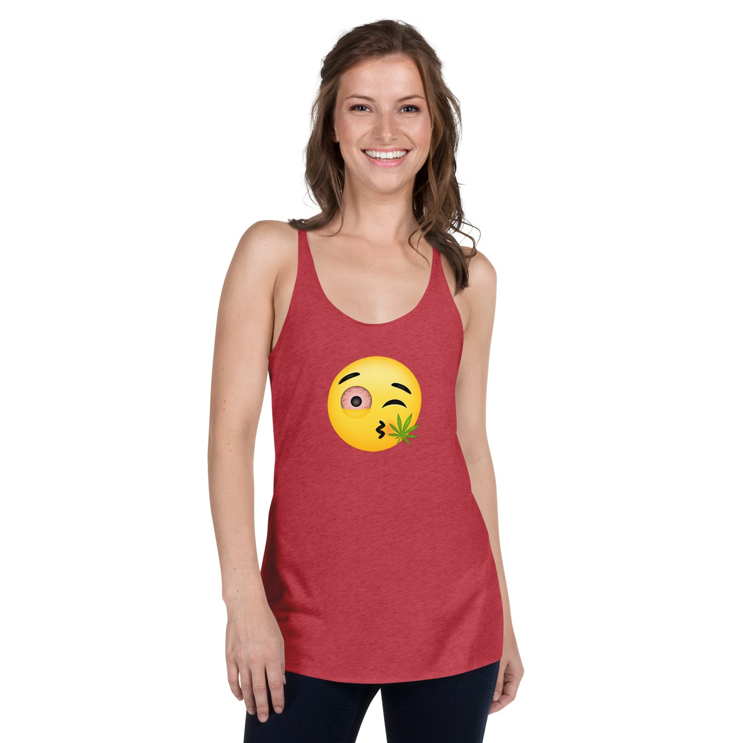 Emoji Weed Cannabis Sativa Joint Bong Dispensary Festival Fun Blunt Dispensary Tank Top For Women