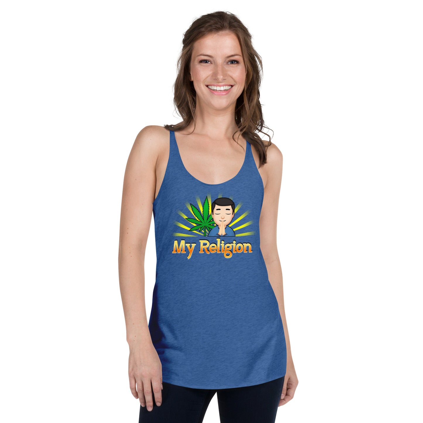 Women's Cannabis Weed Emoji Racerback Tank Top