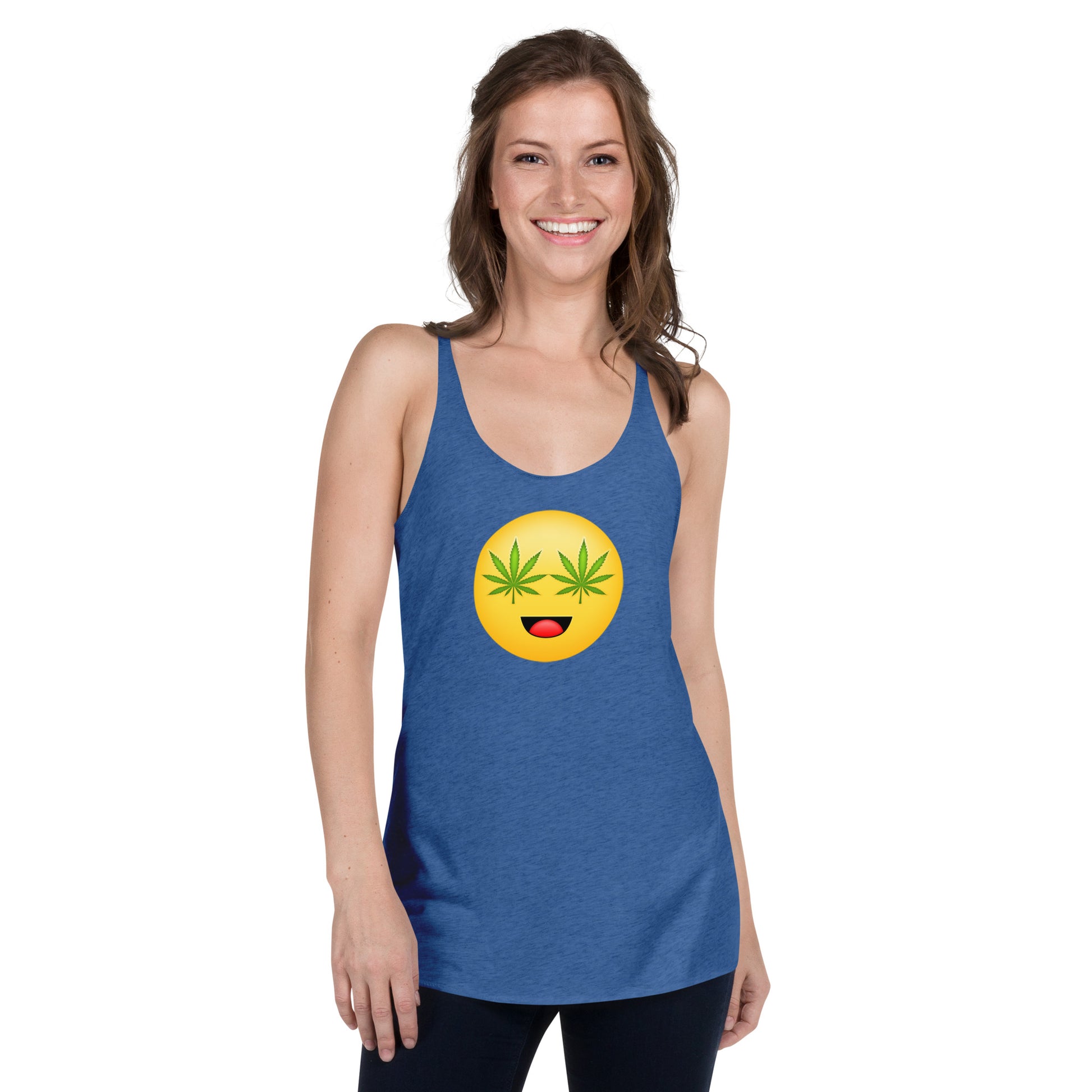 Emoji Weed Cannabis Sativa Joint Bong Dispensary Festival Fun Blunt Dispensary Tank Top For Women