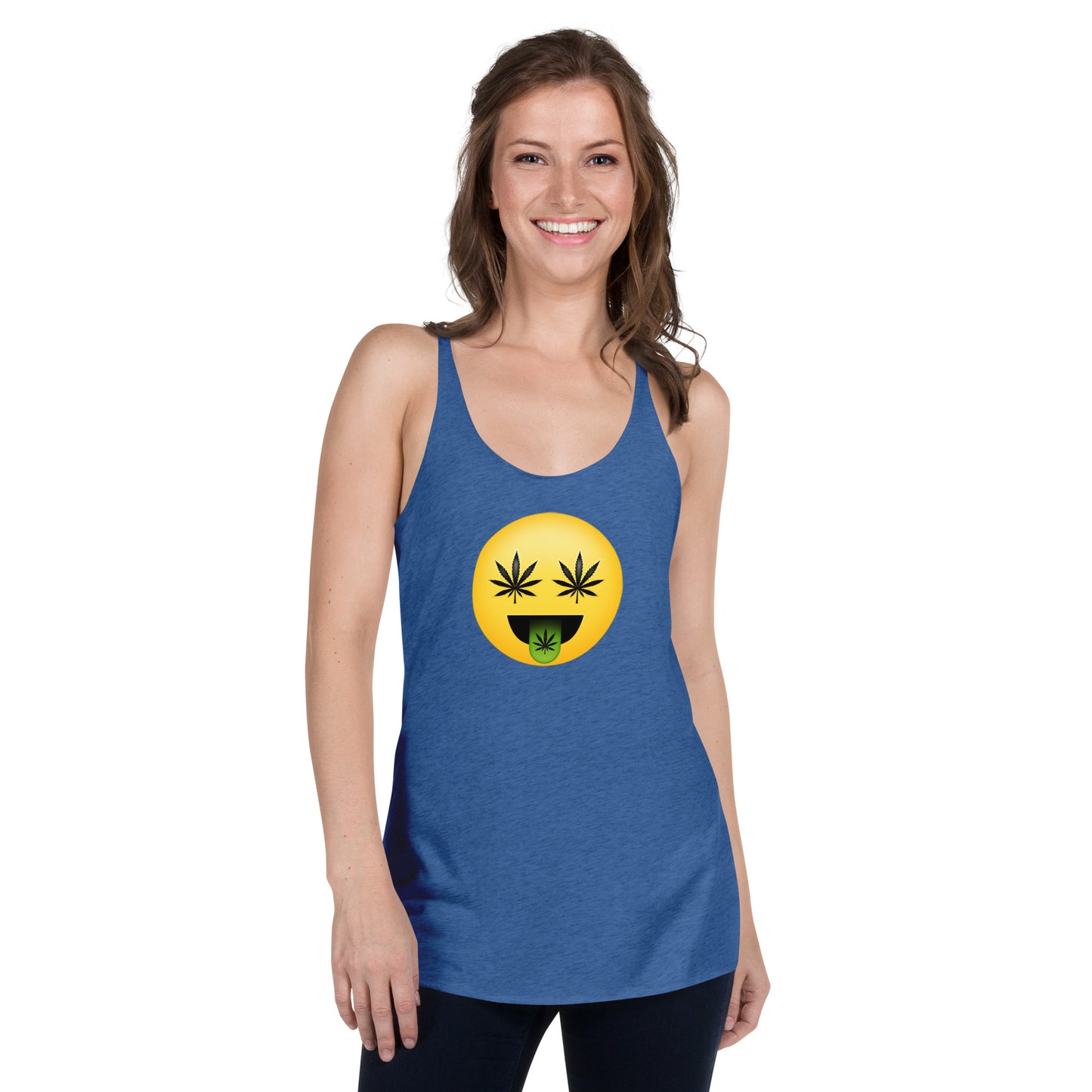 Emoji Weed Cannabis Sativa Joint Bong Dispensary Festival Fun Blunt Dispensary Tank Top For Women